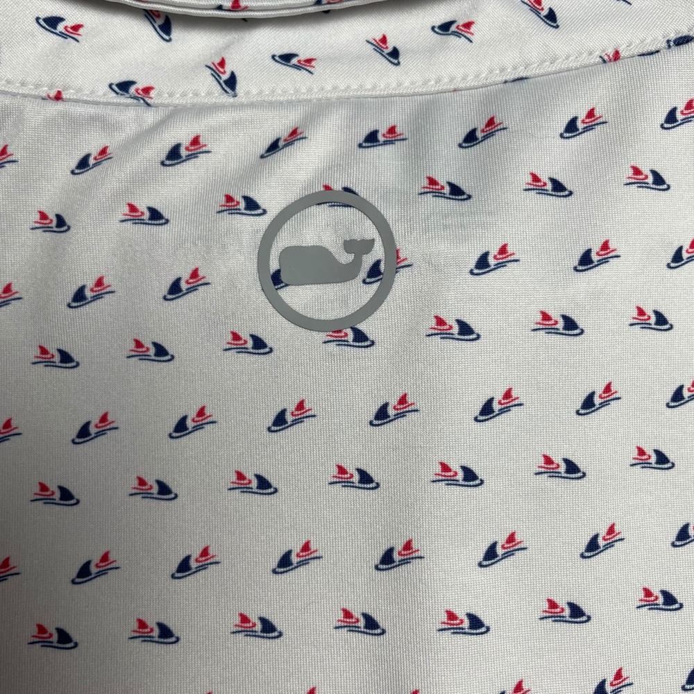 Vineyard Vines Performance Polo Shirt Mens Large White Sailboat Print Golf L - Picture 7 of 10